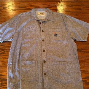 Howler Brothers Shirt Men XL Chambray 4 Pocket Embroidered Denim